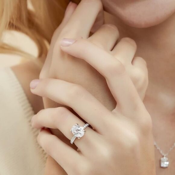 3 Carat Sterling Engagement Ring - Picture 1 of 5